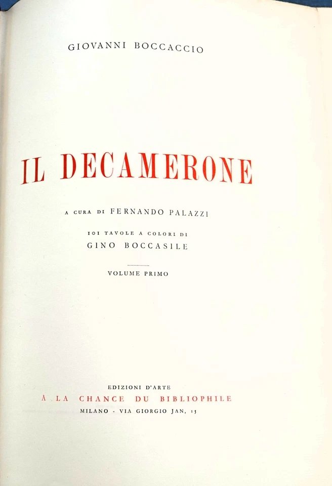 IL DECAMERONE, A CURA DI FERNANDO PALAZZI, 101 TAVOLE COLORI DI GINO BOCCASILE - Image 2 of 4