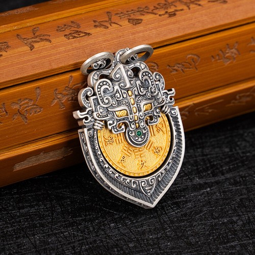 Tibetischer Berg Geist Anhänger Ethno Nische Retro Pendant S925 Paar Amulett - Bild 3 von 11