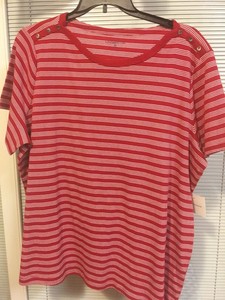 plus size red and white striped top