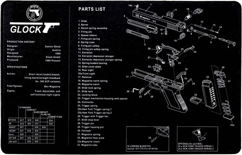 Gun Cleaning Bench Mat 17''X14'' w/ Pistol Parts List View Non-Slip NEW - Picture 2 of 4