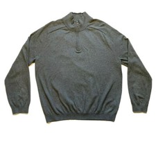 NEW Eddie Bauer Supima Pima Cotton Blend Sweater 1/4 Zip Mock Neck Gray Tall XL