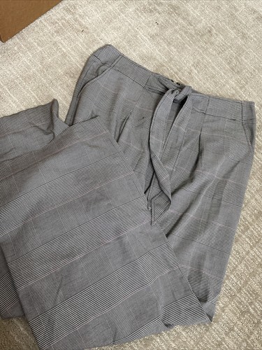 Flared Pants Sz 16W Madison Curvy Black Houndstooth Tie Belt Wide Leg - Picture 3 of 8