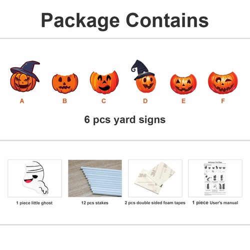 2Pcs 3-tiered Halloween Pumpkin Ghost Yard Sign Garden Stakes Outdoor Lawn Decor - Picture 7 of 9