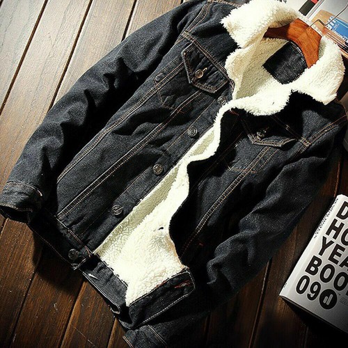 Chaqueta de mezclilla de lana de invierno coreana para hombre Jeans Chal Cuello Abrigo Informal Azul Prendas para el torso - Imagen 16 de 16