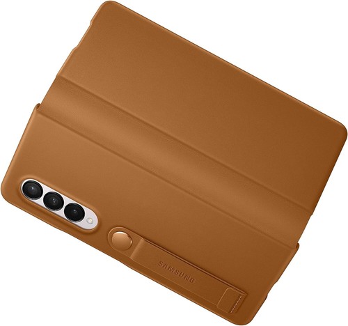 SAMSUNG Etui en Cuir avec Rabat Marron Clair Galaxy Z Fold 3 - Photo 6 sur 8