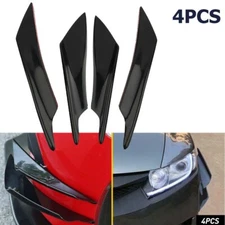 4pc Universal Glossy Car Bumper Fin Canard Splitter Diffuser Valence Spoiler Lip