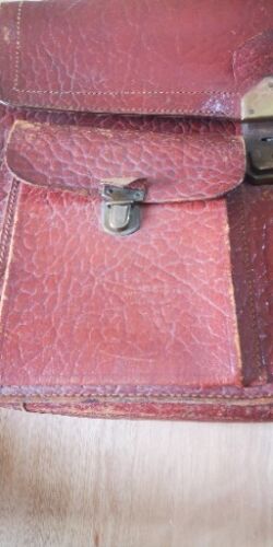 Retro Satchel Bag Vintage brown thick leather briefcase Large - Picture 7 of 13