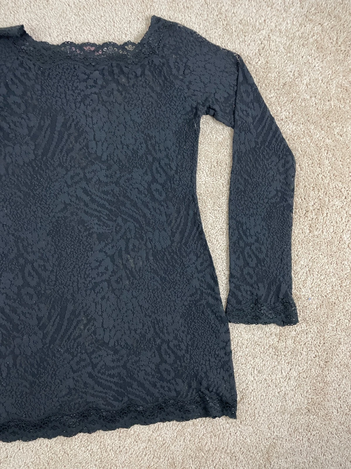 UNDERCOVER Abito tubino Victorias Secret donna grande scollo barca pizzo maglia tinta unita nero