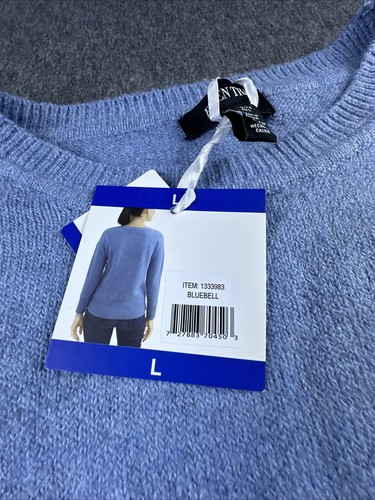 Ellen Tracy Sweater Womens Large Bluebell Soft Crew Neck Long Sleeve New - Picture 9 of 13