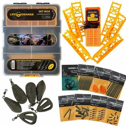 Carp HELICOPTER UNIVERSAL SET BOX Life-Orange SC006 Karpfen Komplettset 91 Teile