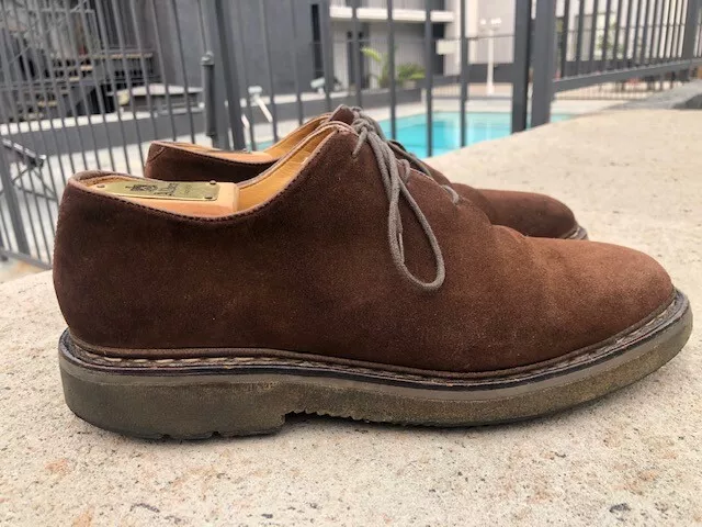 HESCHUNG Sz 9.5 US Brown Suede WHOLE CUT DERBY Oxford SHOES Made