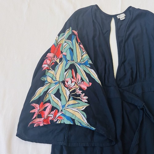 Vestido de sol Billabong para mujer manga kimono envolvente floral mini cubierta de natación playa pequeño - Imagen 3 de 3