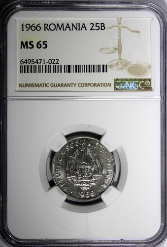 Romania 1966 25 Bani Bucharest Mint NGC MS65 GEM BU KM# 94 (022) - Picture 2 of 4