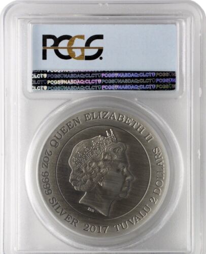 2017 Tuvalu Large 2 OZ.999 Silver Antique $2 Norse Goddess Hel PCGS PR 69 - Picture 2 of 2