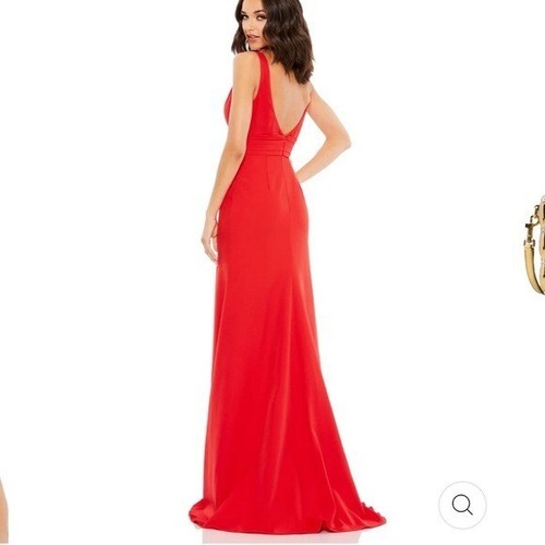 Neu mit Etikett Mac Duggal ärmelloses Meerjungfrau-Kleid V-Ausschnitt Schleife Schulter 0 - Bild 9 von 9