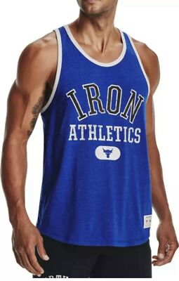 Men's Under Armour Project Rock Iron Athletics Bull Tank 1369608-400 Size XL NEW