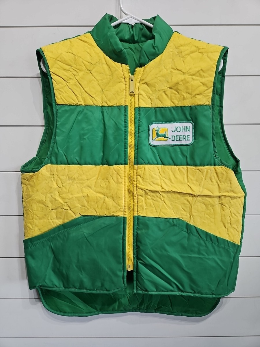 Vtg John Deere Tractor Trucker Work Farm Western Puffer Puffy Vest Mens  Medium - Main Image