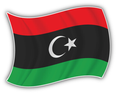 Libya Flag Waving Car Bumper Sticker Decal