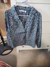 Isaac Mizrahi Live Women Notch Lapel Paisley Stretch Patch Pocket Blazer Coat 16