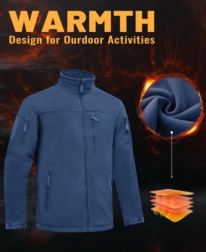 Mens Fleece Jacket Full Zip Winter Jackets Lightweight Warm Outdoor Hiking Coats - Picture 66 of 84