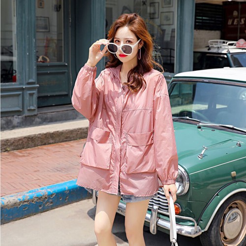 Women Thin Sun Protection Hooded Jacket Outwear Zipper Coat Stand Collar Summer - Picture 11 of 12