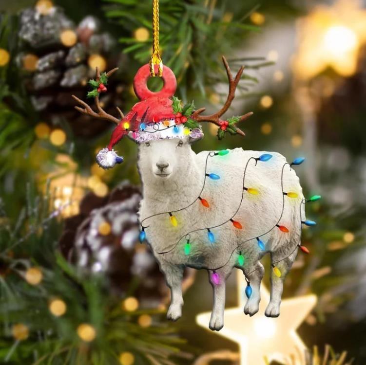 Sheep Christmas Light Acrylic Ornaments  2D Flat Ornament