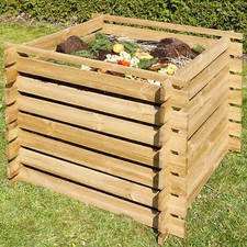 Komposter aus 2 cm dickem Holz 520 Liter Volumen ohne Bodenplatte 100x87x100 cm