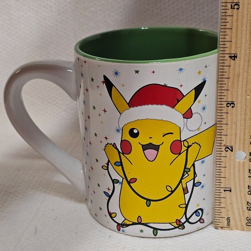 2021 Nintendo Pokémon Pikachu Santa Hat Coffee Mug Cup Christmas Stars Lights - Picture 9 of 10