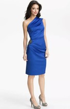 Eliza J Beaded One Shoulder Dress Royal Blue 8 Medium Cocktail Wedding