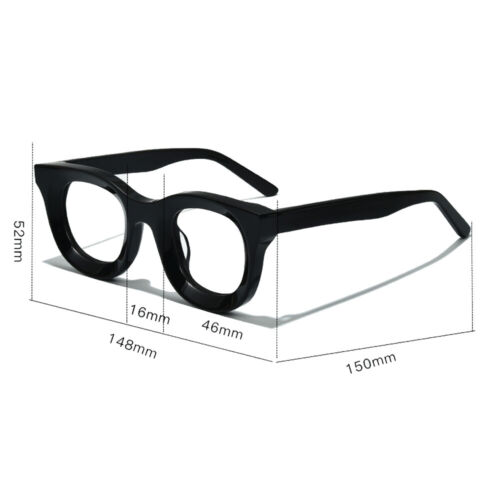 Occhiali Quadrati Uomo Fatti a Mano Montatura Donna Spessi Classici 46mm Acetato A - Foto 12 di 17