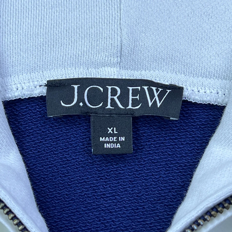 Chaqueta J Crew Cremallera Completa Terry Polar Anorak Para Mujer XL Azul/Blanco Con Capucha Cremallera Completa Foto 2 de 4