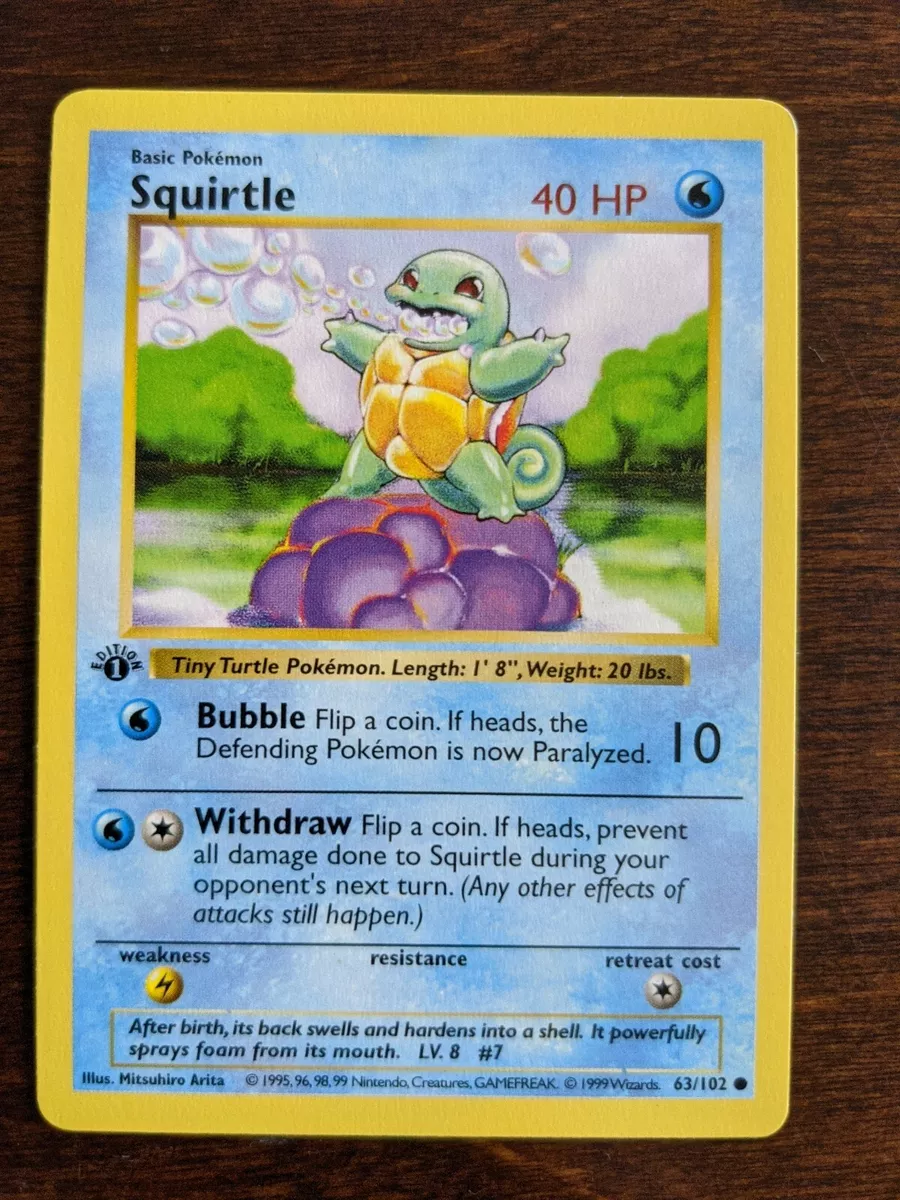 Squirtle - 63/102 - Common - 1st Edition - Pokemon Singles » Generation 1 »  Base Set (Shadowless) - The Side Deck - Gaming Cafe