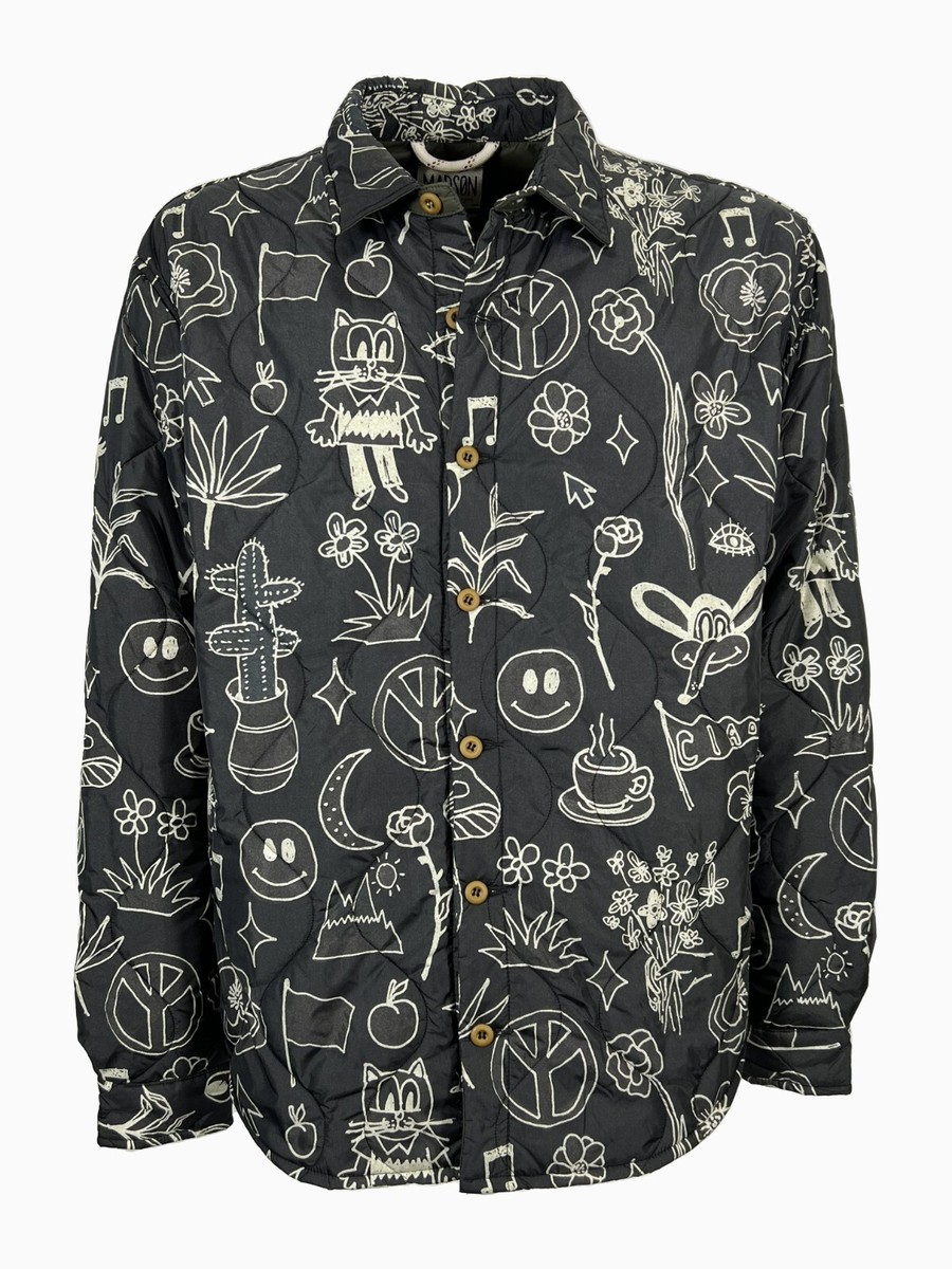 【DISCERNMENT】Mat shirt padded jacket Madson By Bottega Chilometri Zero Black Quilted Shirt Jacket