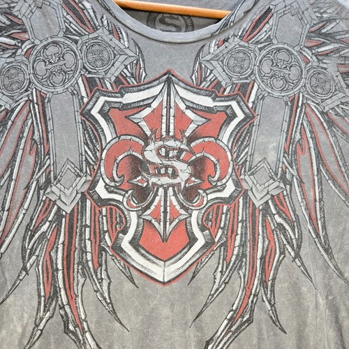 Sinister Cross Wing Grunge Cyber Y2K Style T-Shirt Short Sleeve Size Xlarge - 第 1/8 張圖片