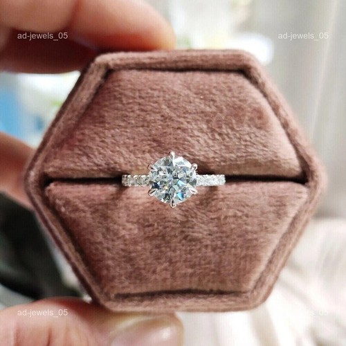 1.80 Ct Round Cut Diamond Lab Grown IGI 14K Solid White Gold Weeding Ring - Picture 5 of 11