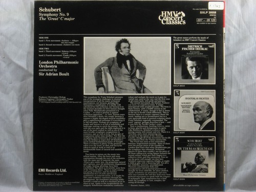 Schubert - Symphony No. 9 in C 'Great' - Sir Adrian Boult, LPO - HMV SXLP 30558 - Picture 2 of 5