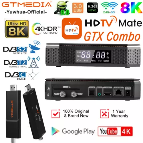 8K DVB S2/T2/ATSC 3.0 FTA Satellite TV Receiver PVR Android Smart TV BOX CI+ PVR
