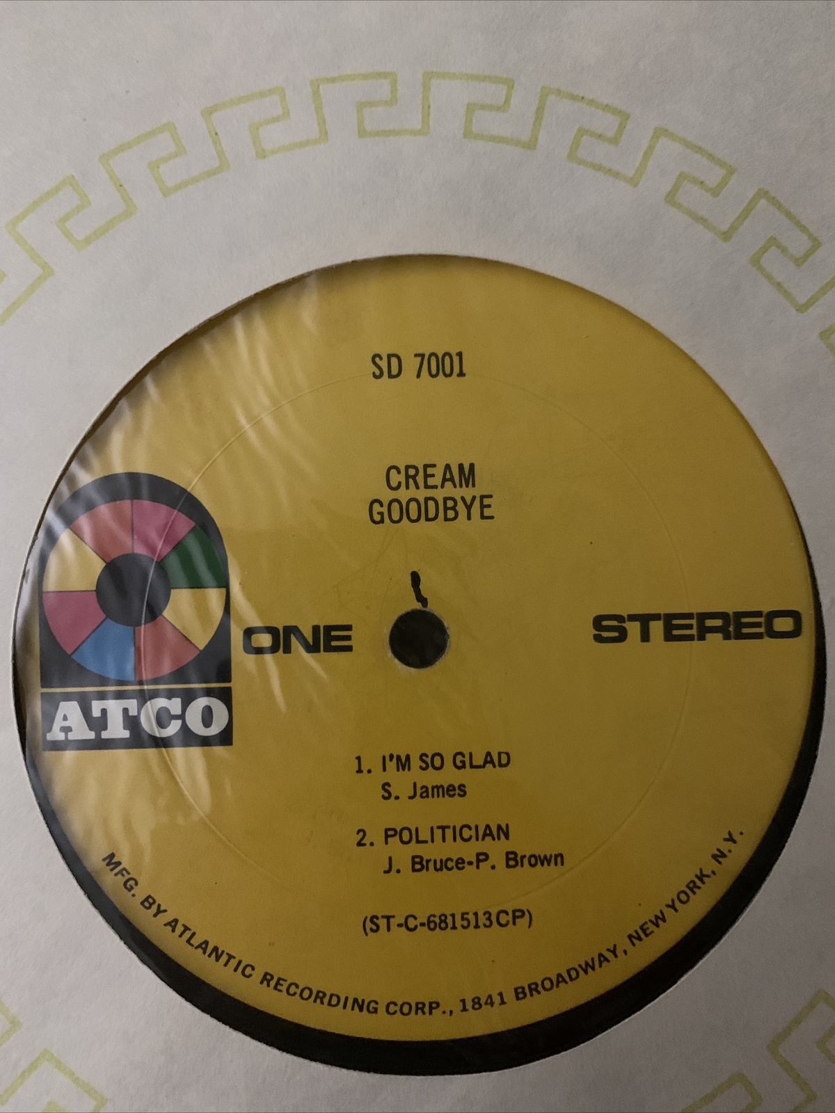 CREAM LP Goodbye 1969 ATCO Eric Clapton Ginger Baker Vinyl Record Rare