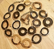 Vintage 36" Carved Horn Links and Chain Belt or Long Necklace