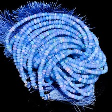 Blue Ethiopian Opal Gemstone Roundel Shape Smooth Beads 4X4X2 mm Strand 8" EB699
