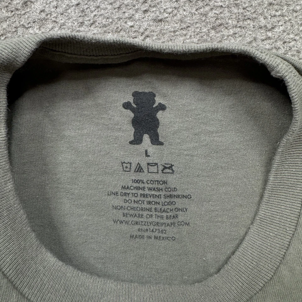 Grizzly Griptape  Graphic T Shirt Men's Size L Green Short Sleeve Streetwear Tee - Image 2 of 4