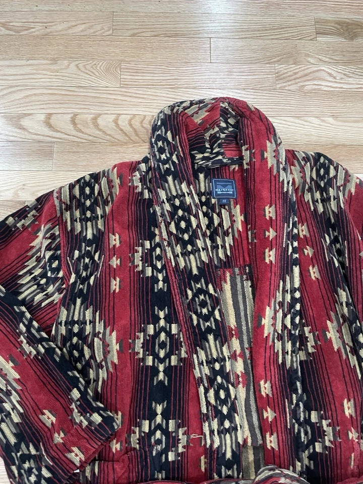 Bata Majestic International Para Hombre Talla Pequeña Mediana Algodón Navajo Suroeste Foto 3 de 4