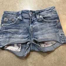 Miss Me Girl's Distressed Denim Jeans Shorts Size 14