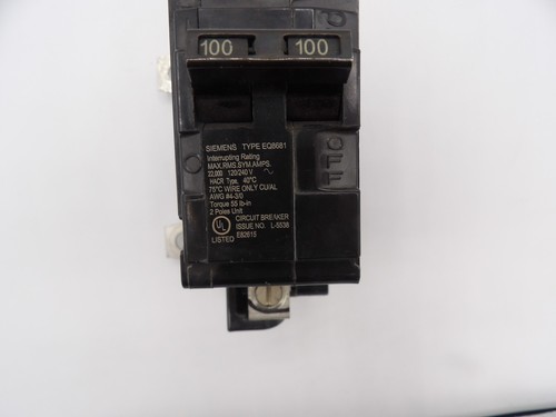 Siemens EQ8681 2-polig 100 Amp 120/240V (MBK100A) mit Steckern, gebraucht - Bild 2 von 4