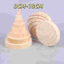 Circle Wood Sheets Solid Wood Round Disc DIY Craft Blanks Wooden Plate 3CM-18CM
