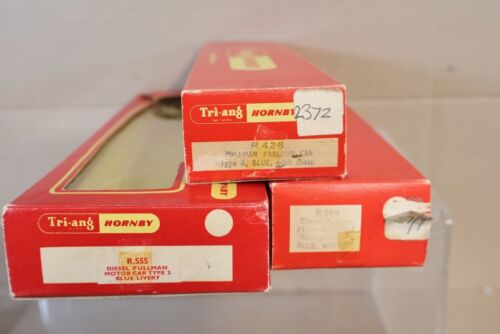 LOT DE 3 VOITURES LOCOMOTIVE DIESEL TRIANG HORNBY R555 BR BLEU PULLMAN CLASSE 251 DMU OM - Photo 12 sur 12