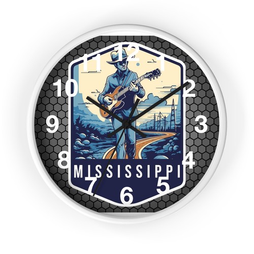  State Of Mississippi Skyline Art Wall Clock With Wood 3D Frame Colorful art - Picture 11 of 19