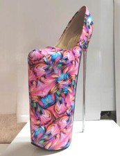 Women's Platform Stilettos Super high heels Colorful Floral Party Evening Shoes