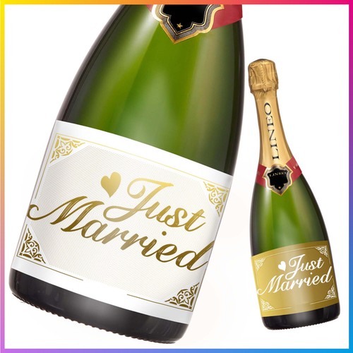 Flaschenetiketten 2 stk Hochzeit Just-Married Aufkleber Weinetikett Sticker Sekt - 第 1/23 張圖片
