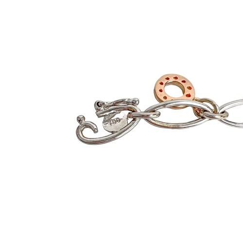 18k White Yellow Rose Gold Diamond Circlet Charm Oval Link Bracelet 6.75" 0.25ct - Picture 10 of 11